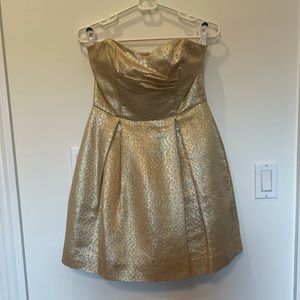 Gold strapless Shoshanna dress